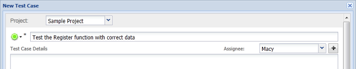 enter test case name assignee
