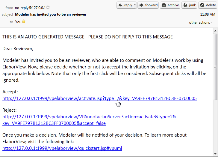 invitation email