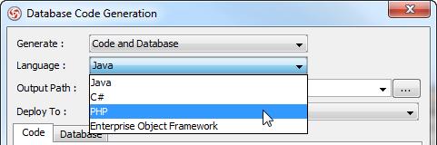 select PHP language