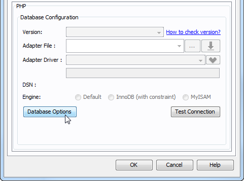 click database options