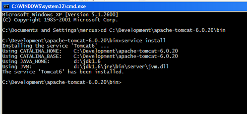 Install service result