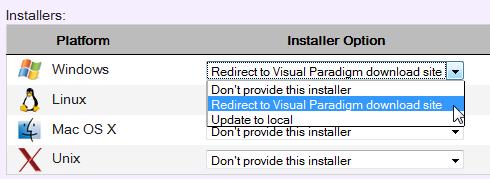 installer option