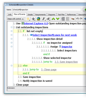 Flow of events sample with steps and extension