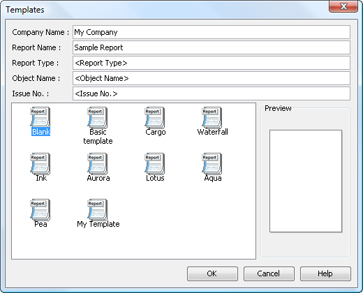 template dialog